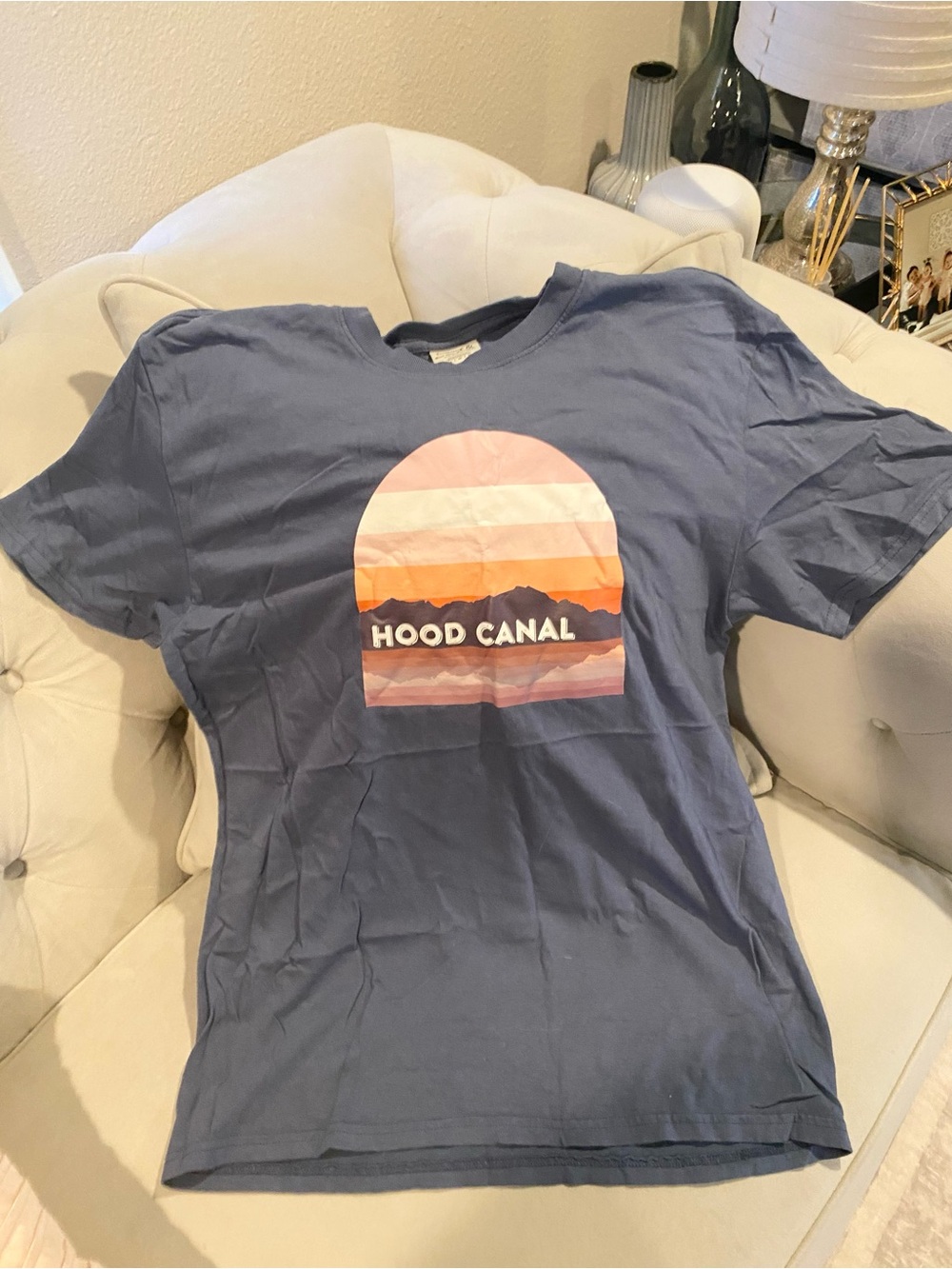 Alderbrook Resort and Spa Hood Canal Graphic Tee in Dusty Blue size medium NWOT